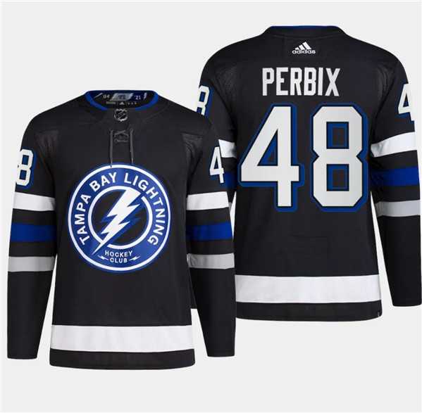 Mens Tampa Bay Lightning #48 Nick Perbix Black 2024 Stadium Series Stitched Jersey Dzhi